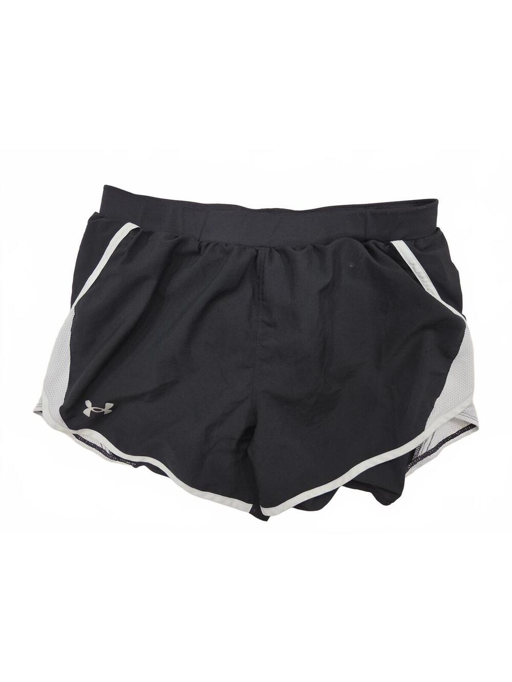 Under Armour HeatGear Running Shorts Womens Size M Black White Dolphin Hem